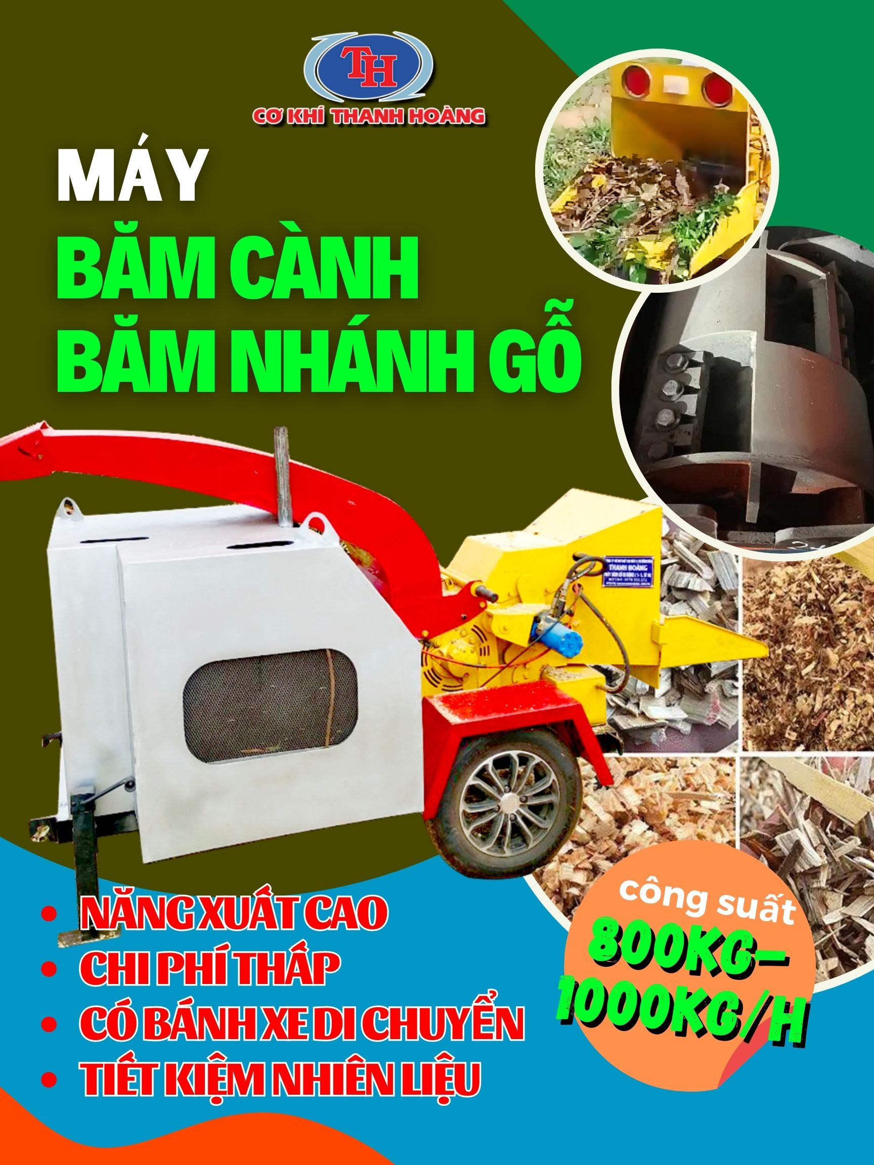 Machine Chopping máy băm cành nhánh đa năng Thanh Hoàng